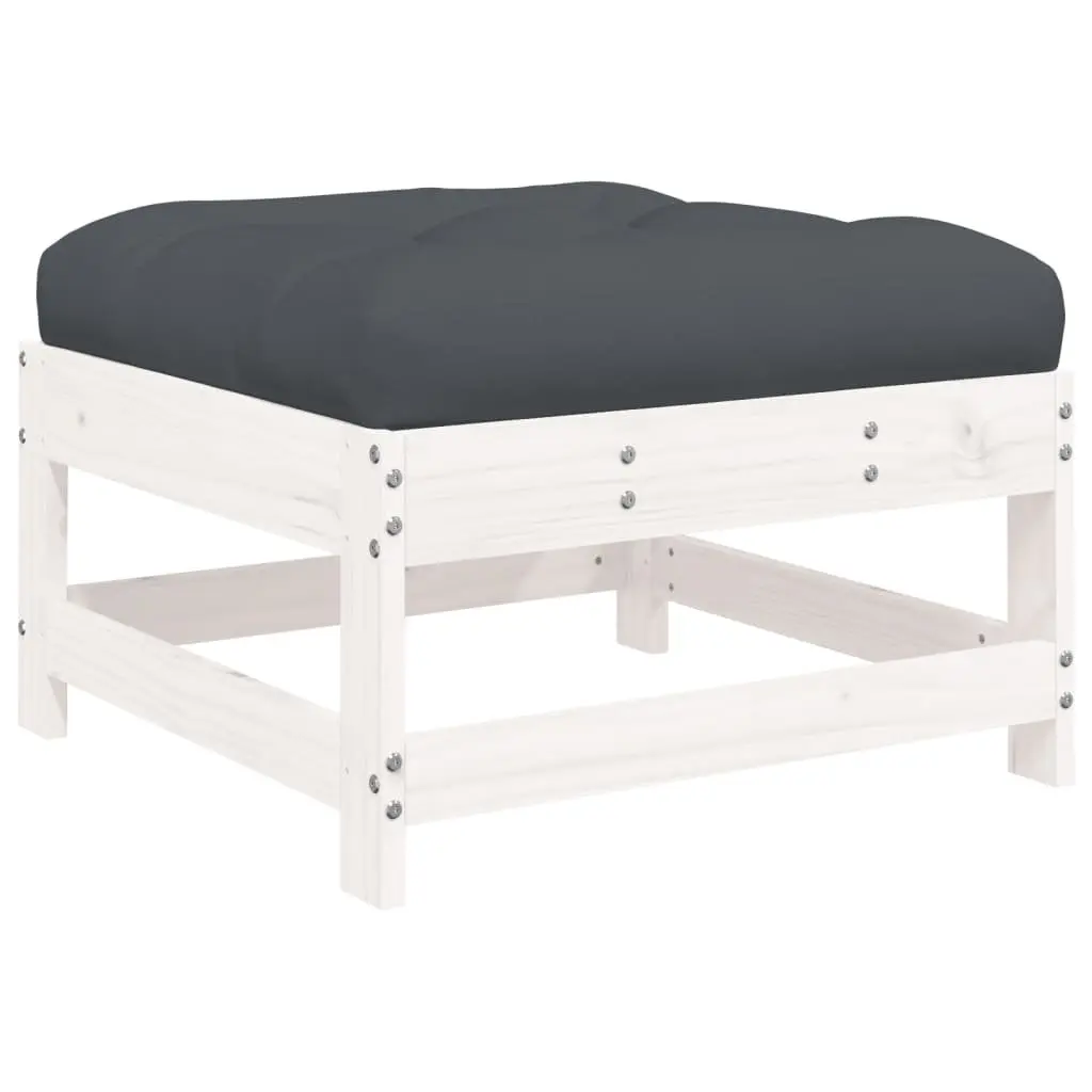 Garden Lounge Set 7 Piece White Solid Wood Outdoor Furniture Patio Cushions