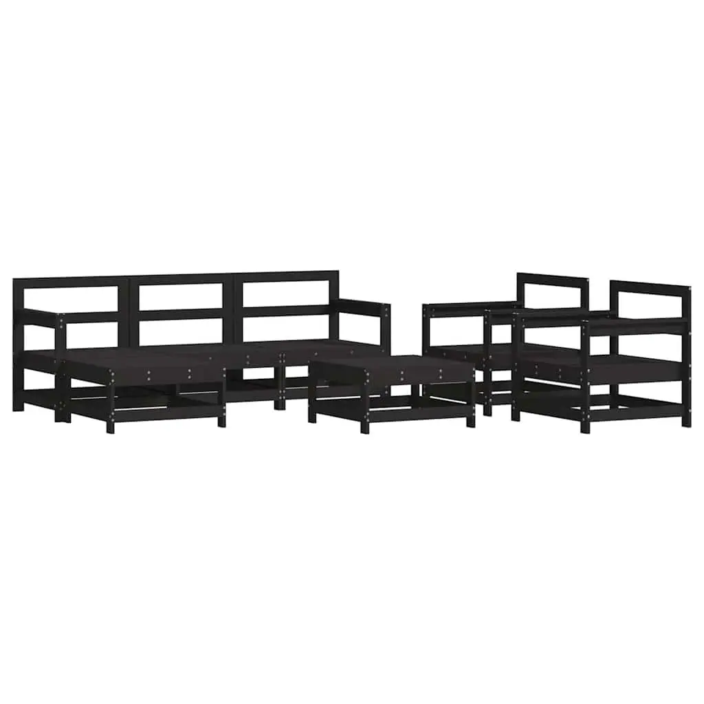 Garden Lounge Set 7 Piece Outdoor Furniture Patio Sofa with Cushions Black Wood