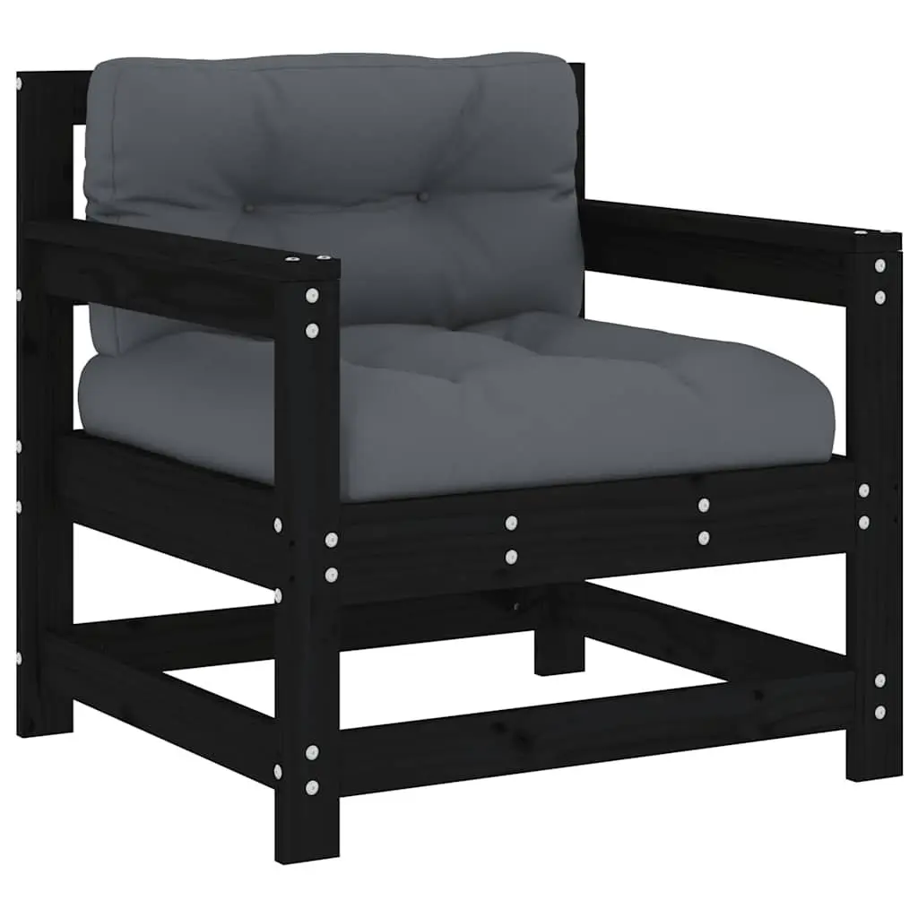 Garden Lounge Set 7 Piece Outdoor Furniture Patio Sofa Cushions Black Wood
