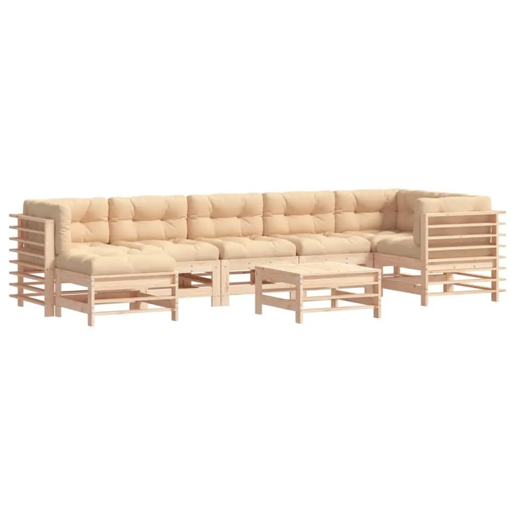 Garden Lounge Set 8 Piece Outdoor Furniture Patio Sofa with Cushions Solid Wood