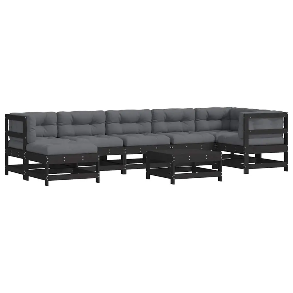 Garden Lounge Set 8 Piece Outdoor Furniture Patio Sofa with Cushions Black