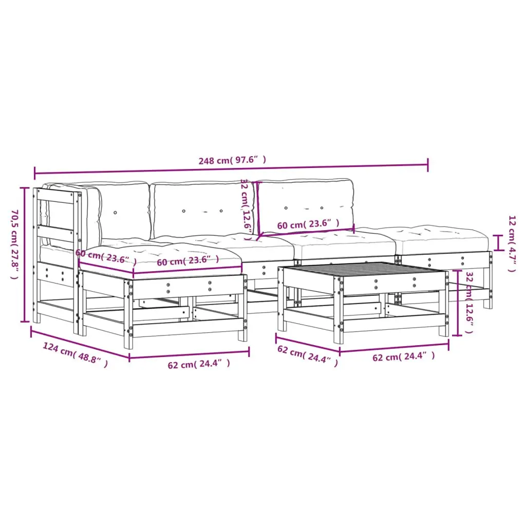 Garden Lounge Set 6 Piece Outdoor Furniture Patio Sofa with Cushions Black