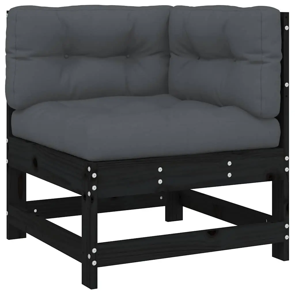 Garden Lounge Set 7 Piece Outdoor Furniture with Cushions Black Wood Patio