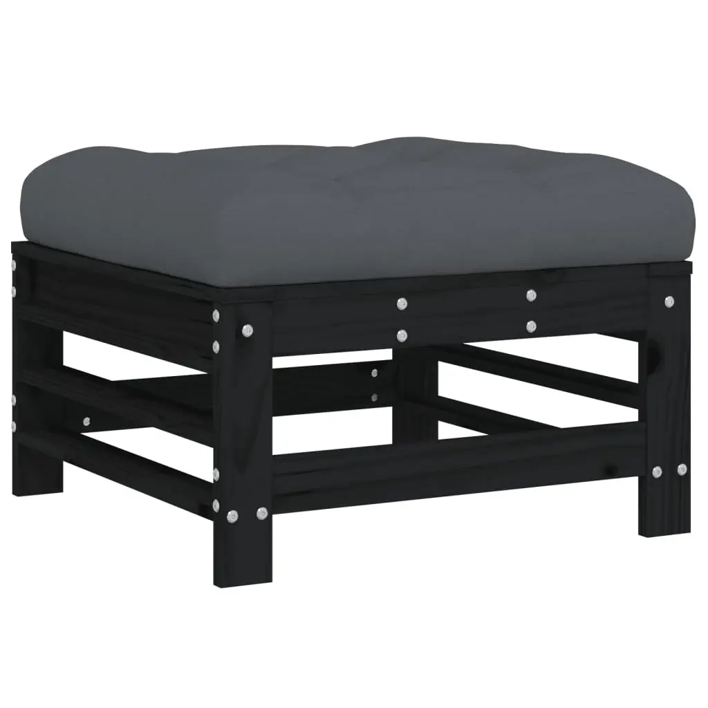 Garden Lounge Set 7 Piece Outdoor Furniture Black Cushions Patio Seating
