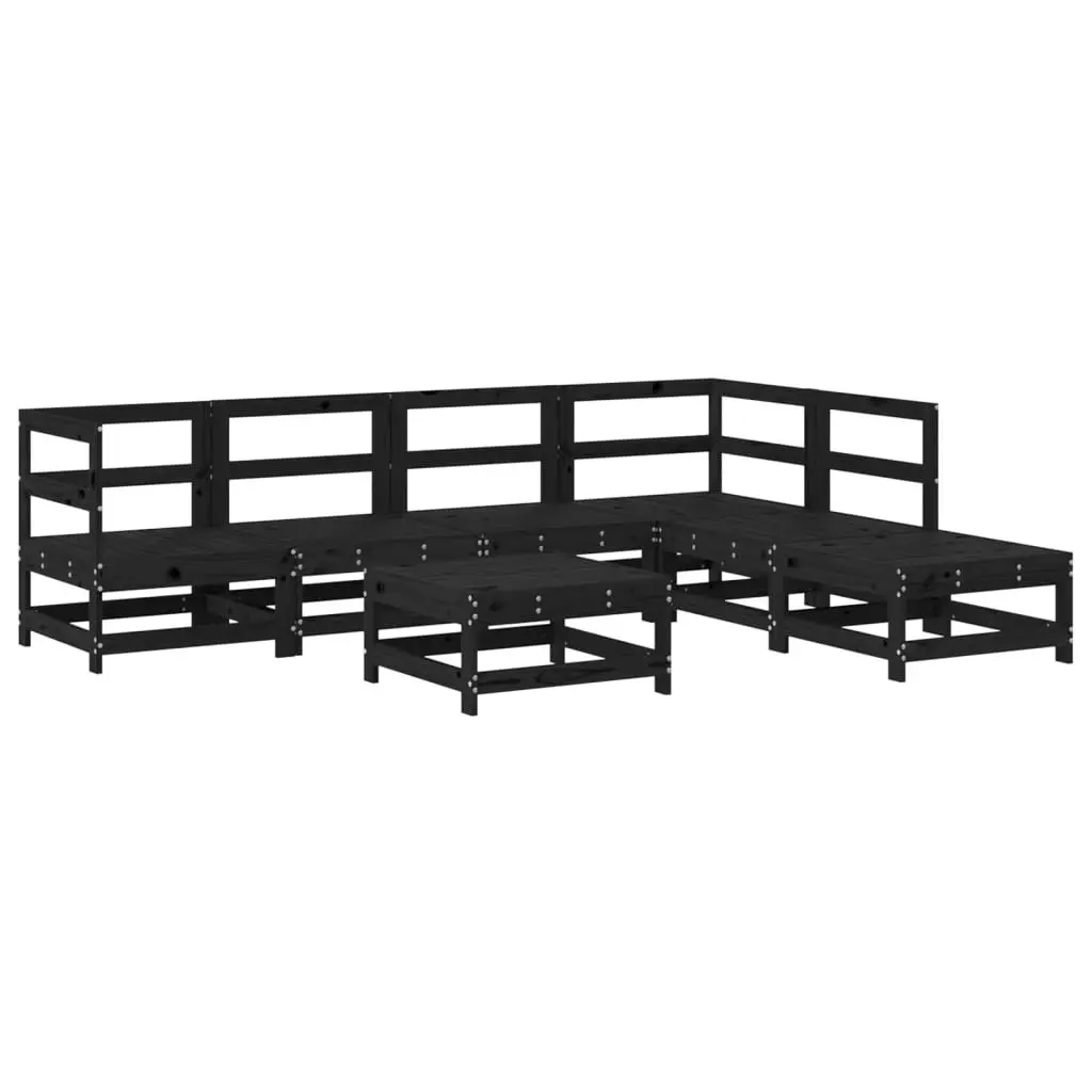 Garden Lounge Set 7 Piece Outdoor Furniture Patio Sofa with Cushions Black Wood
