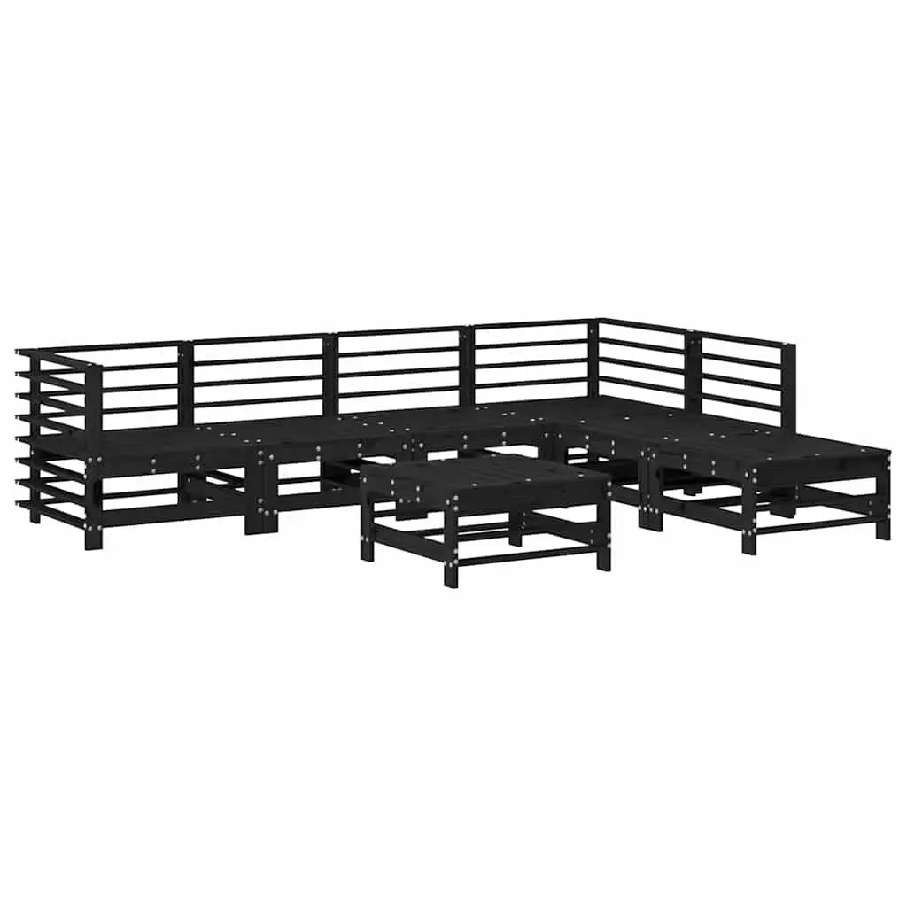 Outdoor Garden Lounge Set 7 Piece Modular Seating Furniture with Cushions Black
