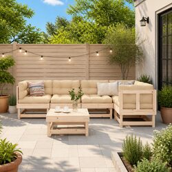 Garden Lounge Set 6 Piece Outdoor Furniture Patio Sofa with Cushions Wood