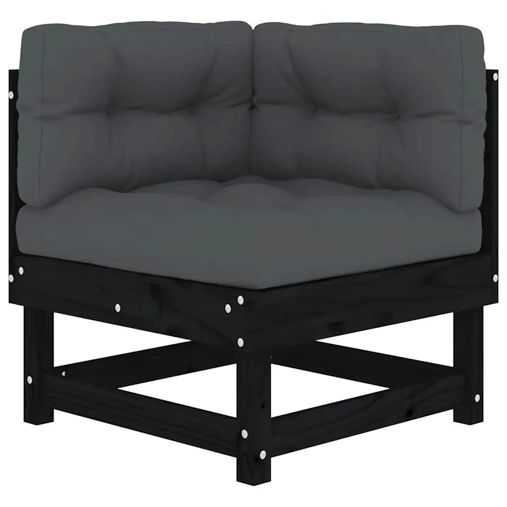 Garden Lounge Set 6 Piece Outdoor Furniture Solid Wood Cushions Black Patio