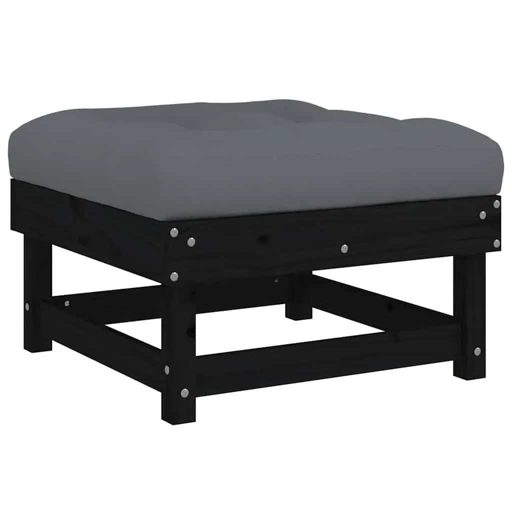 Garden Lounge Set 6 Piece Outdoor Furniture Solid Wood Cushions Black Patio