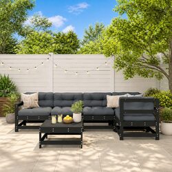 Garden Lounge Set 6 Piece Outdoor Furniture Patio Sofa with Cushions Black