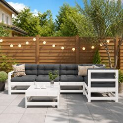 Garden Lounge Set 6 Piece Outdoor Furniture Patio Seating with Cushions White