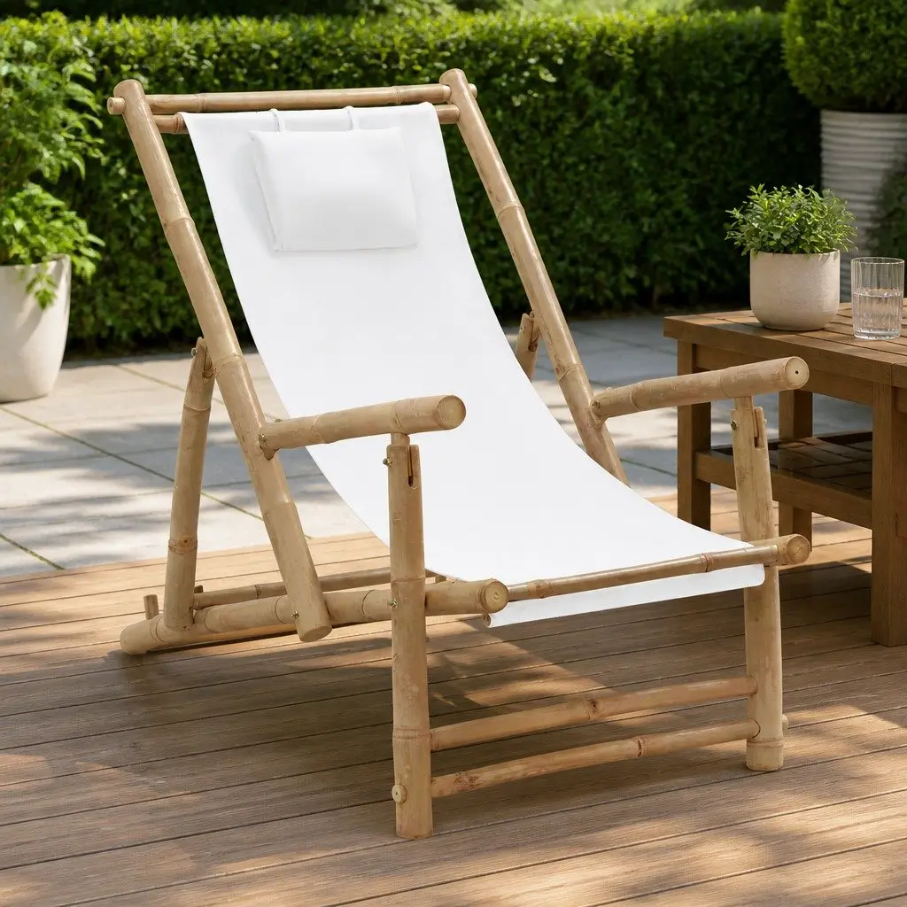 Outdoor Deck Chair in White