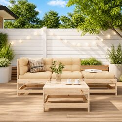 Garden Lounge Set 4 Piece Outdoor Furniture Patio Seating with Cushions Wood