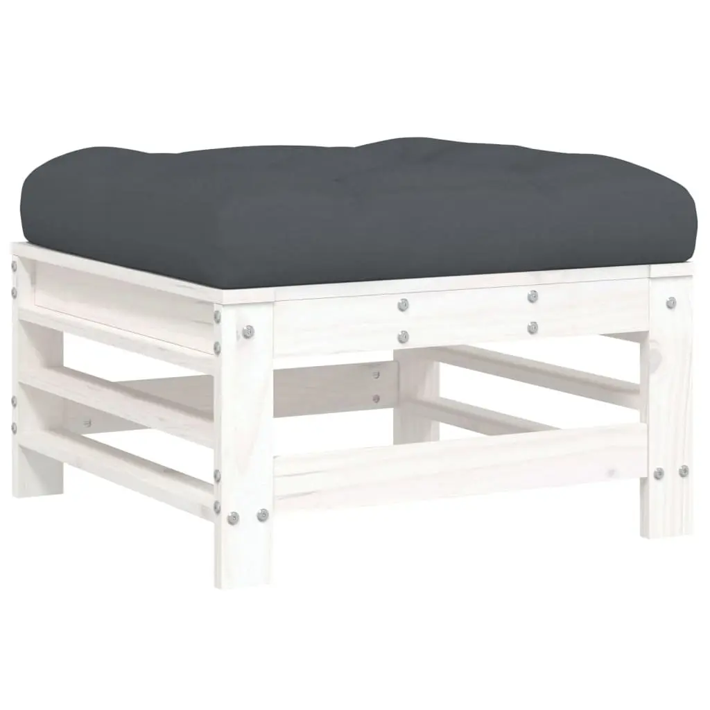 3 Piece Garden Lounge Set White Wooden Outdoor Furniture