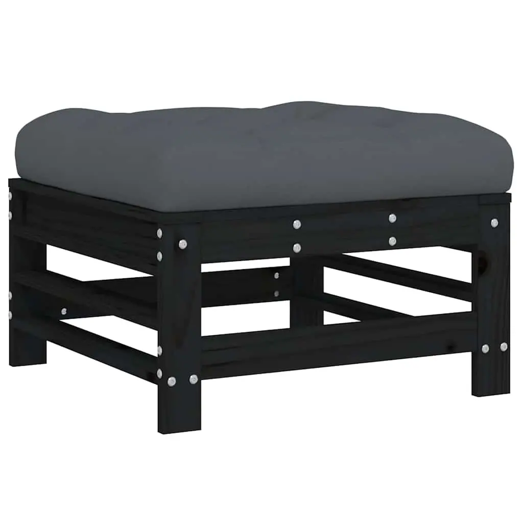 Garden Lounge Set 3 Piece Outdoor Furniture with Cushions Black Wood Patio