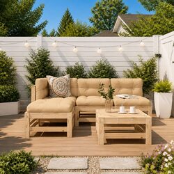 Garden Lounge Set 5 Piece Outdoor Furniture Patio Sofa with Cushions Wood