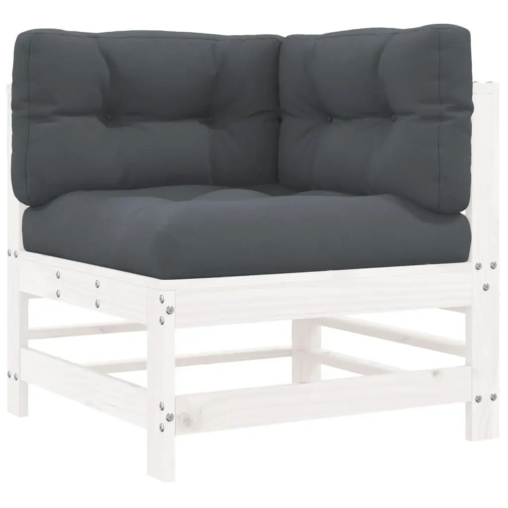 Garden Lounge Set 5 Piece Outdoor Furniture White Slatted Wood Cushions Patio