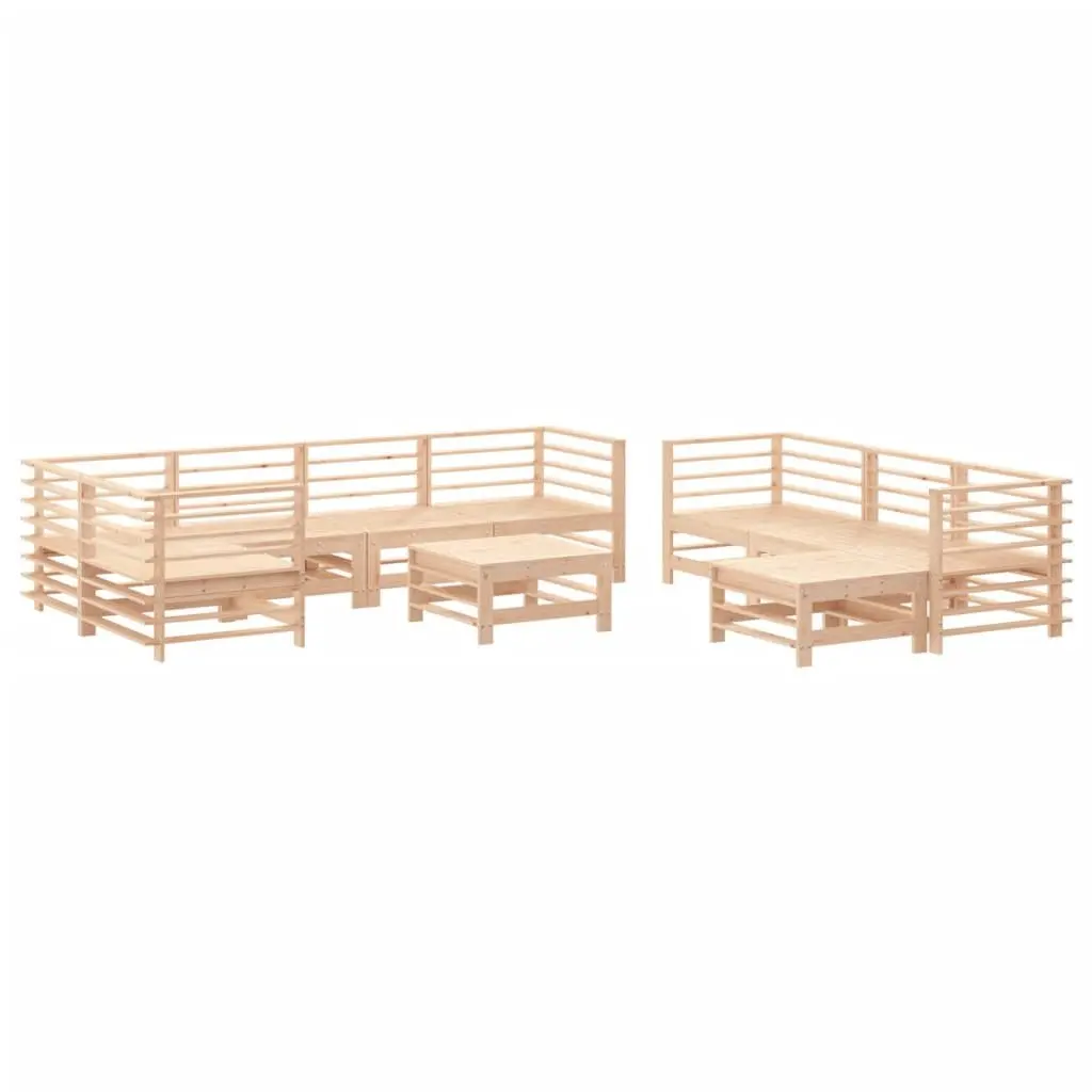 Garden Lounge Set 10 Piece Outdoor Furniture with Cushions Solid Wood Patio