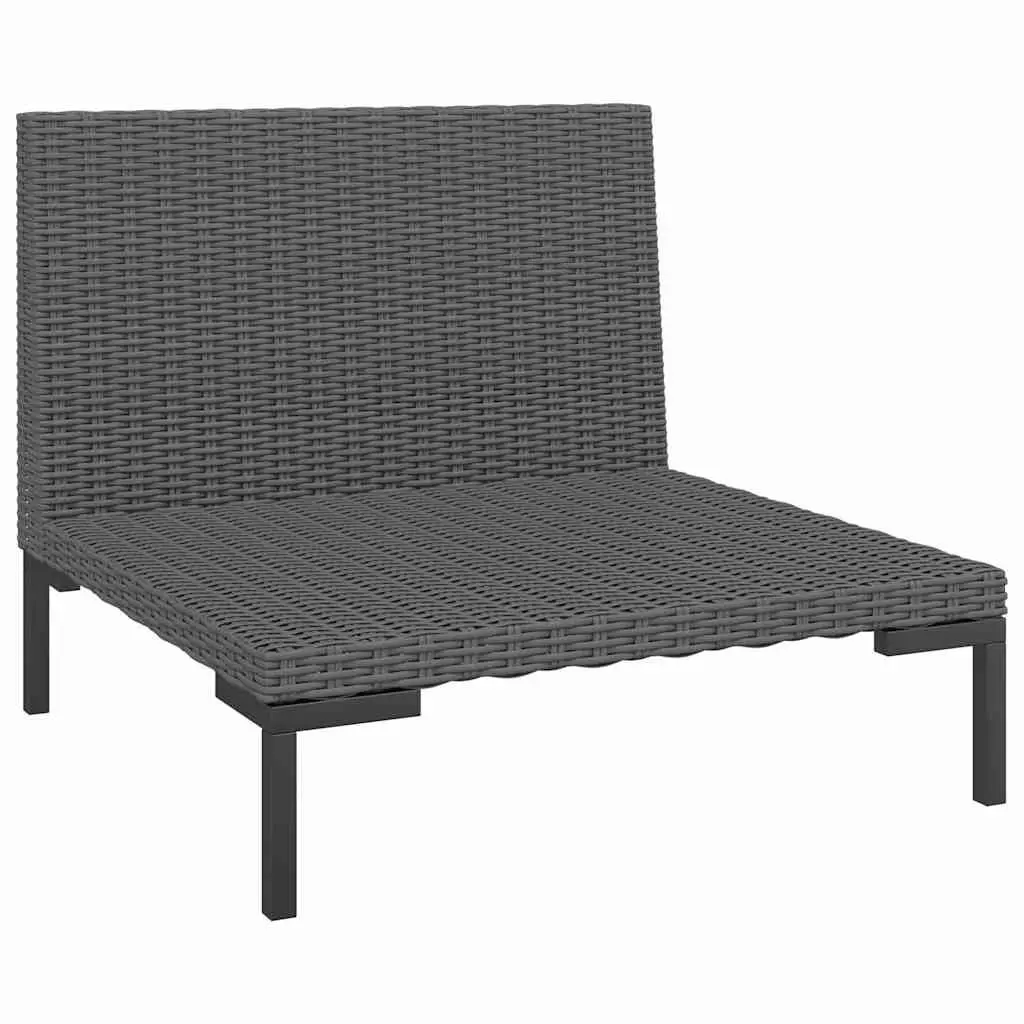 Half Round Garden Sofa Poly Rattan Outdoor Seating with Removable Grey Cushions