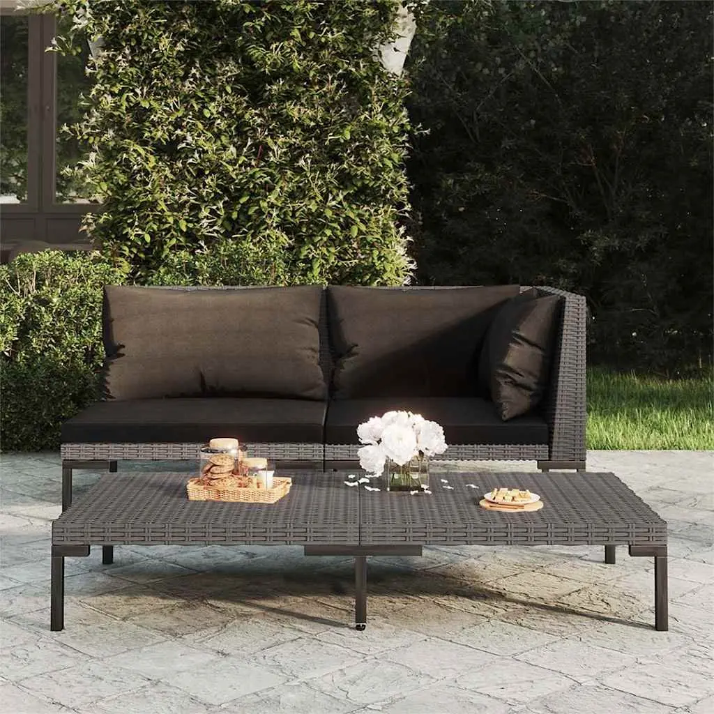 Outdoor Sectional Sofa Half Round Poly Rattan Grey Cushions