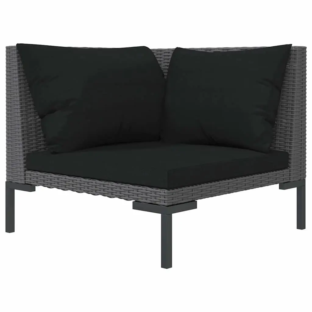 Outdoor Sectional Sofa Half Round Poly Rattan Grey Cushions