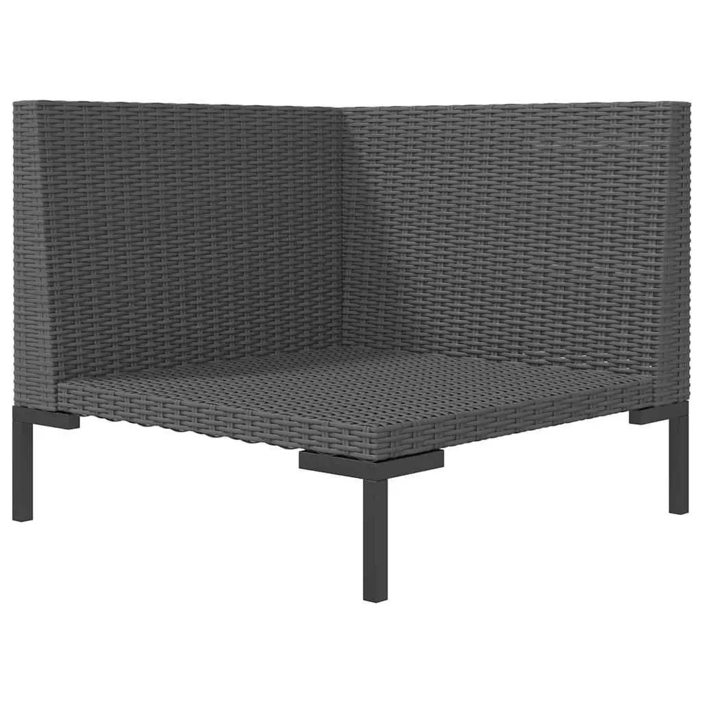 Outdoor Sectional Sofa Half Round Poly Rattan Grey Cushions