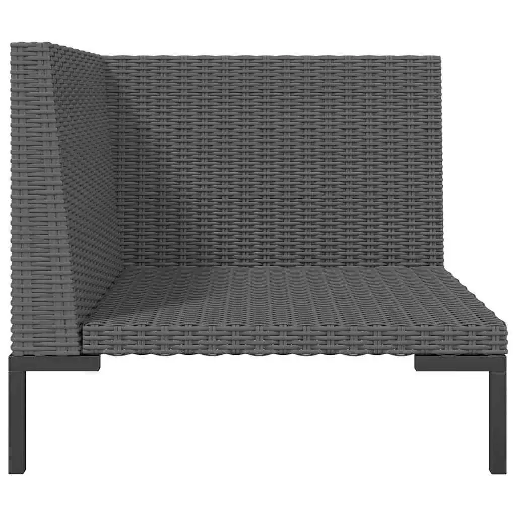 Outdoor Sectional Sofa Half Round Poly Rattan Grey Cushions