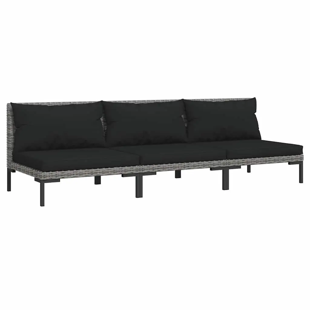 Outdoor Sectional Sofa Unit 3pcs Half Round Garden Seating Set with Cushions