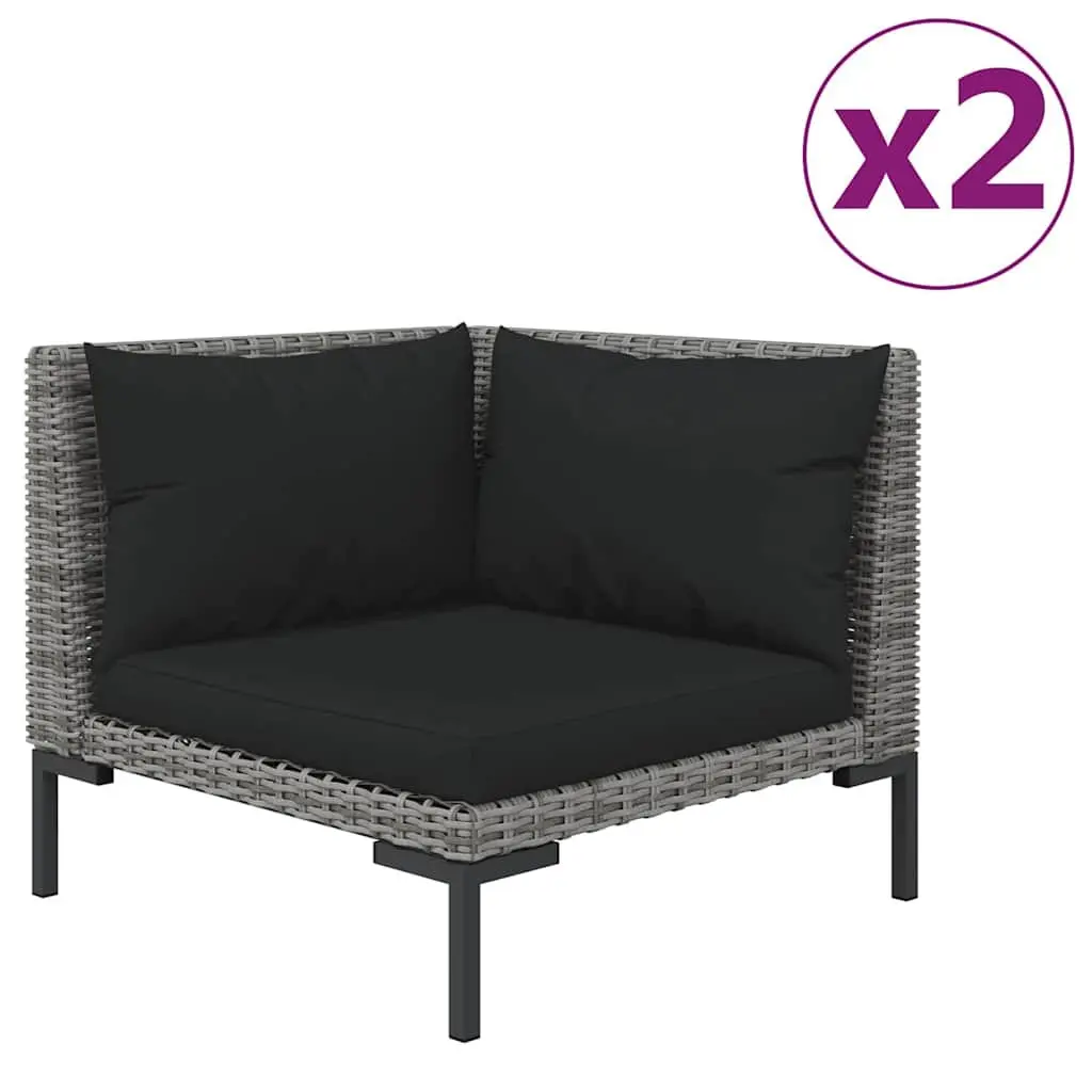 Outdoor Sectional Sofa Half Round Rattan Garden Seating 2 Piece with Cushions Grey