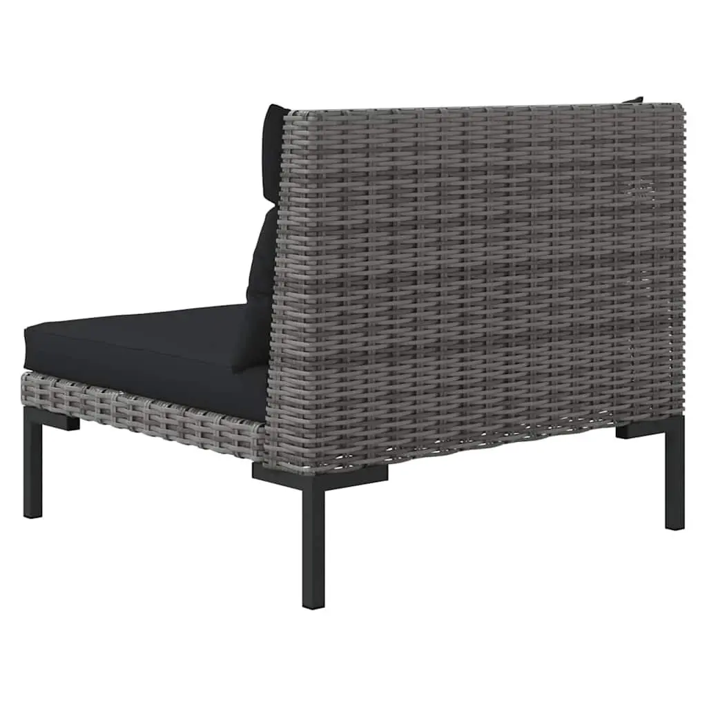 Outdoor Sectional Sofa Half Round Rattan Garden Seating 2 Piece with Cushions Grey