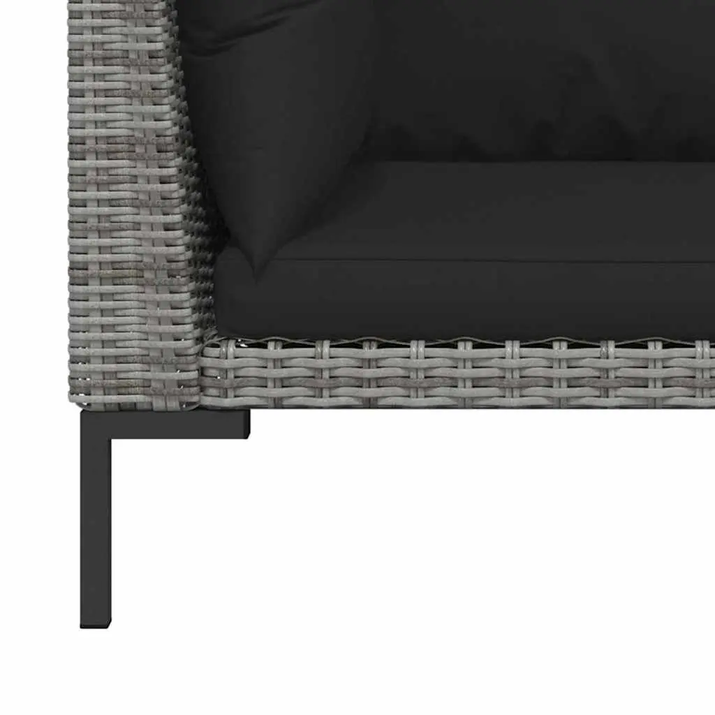 Outdoor Sectional Sofa Half Round Rattan Garden Seating 2 Piece with Cushions Grey