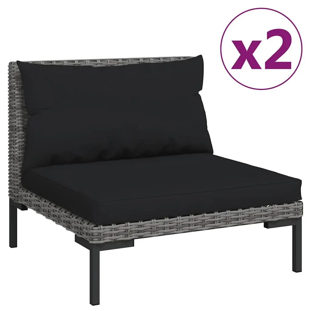 Outdoor Sectional Sofa Lounge Set Half Round Rattan Grey 3 Piece