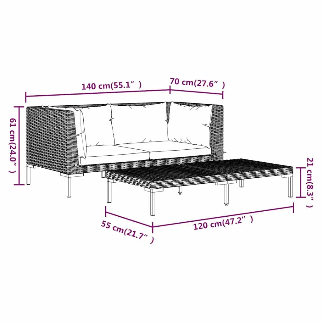 3-Piece Outdoor Lounge Set