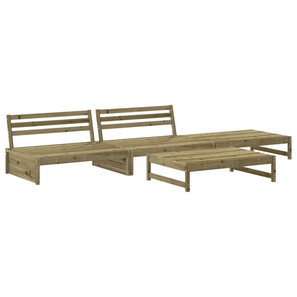 Garden Lounge Set 4 Piece Outdoor Furniture with Cushions Impregnated Pine Wood