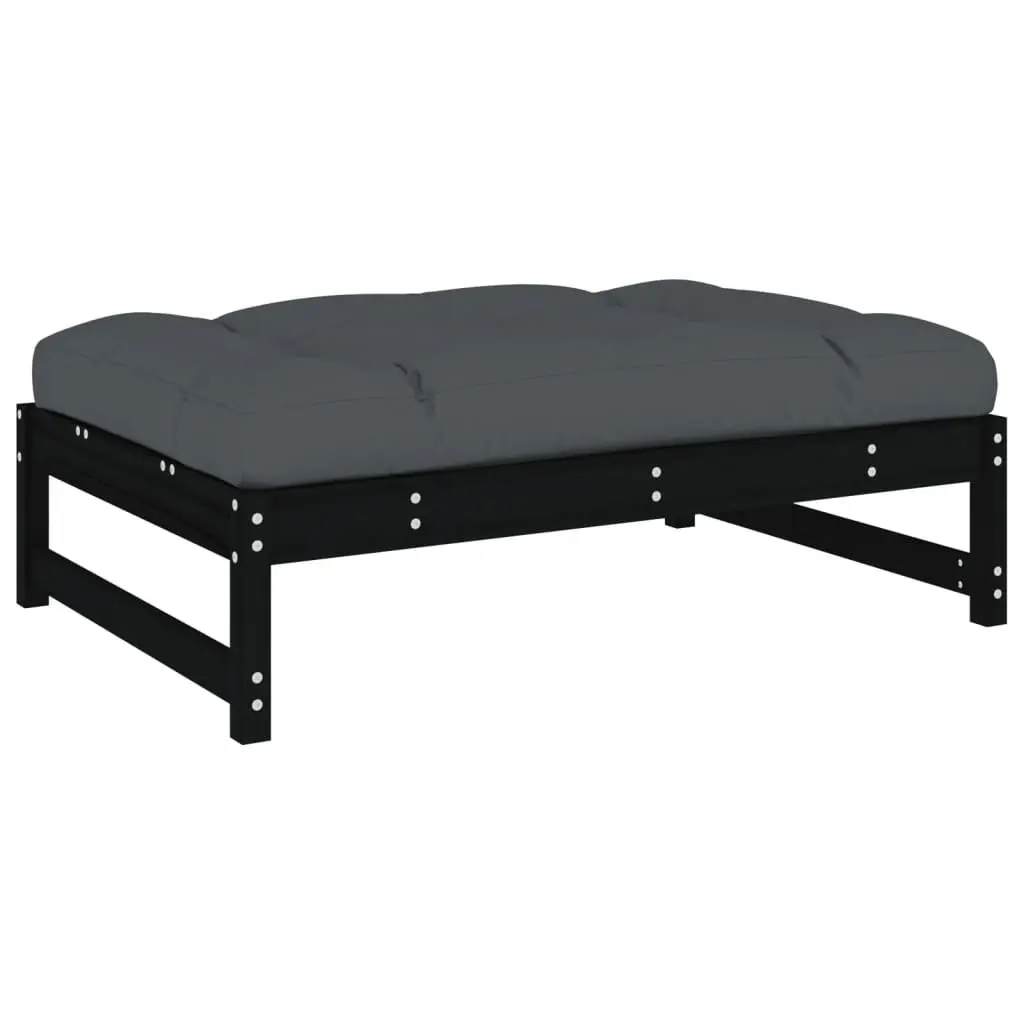 Wooden Garden Lounge Set 5 Piece Outdoor Furniture with Cushions Black