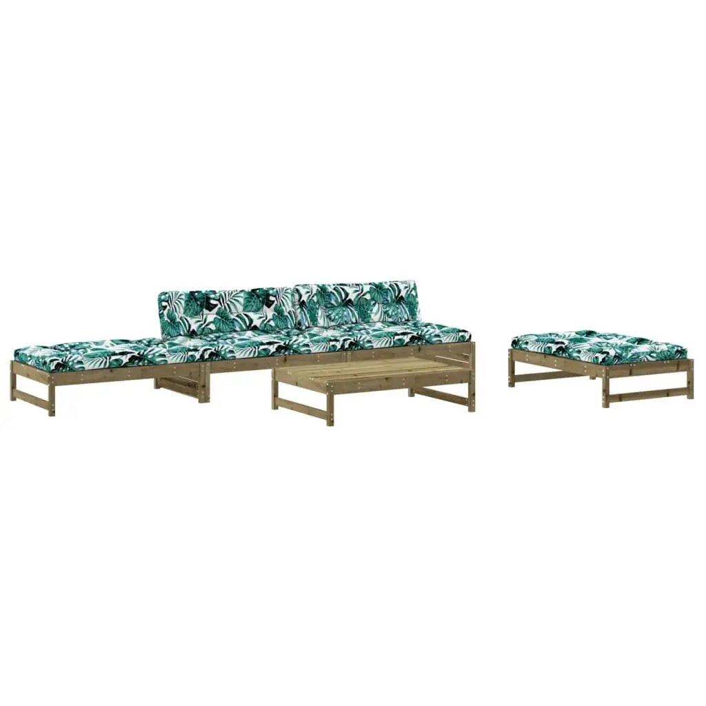 Garden Lounge Set 5 Piece Outdoor Furniture Patio Sofa with Cushions Brown
