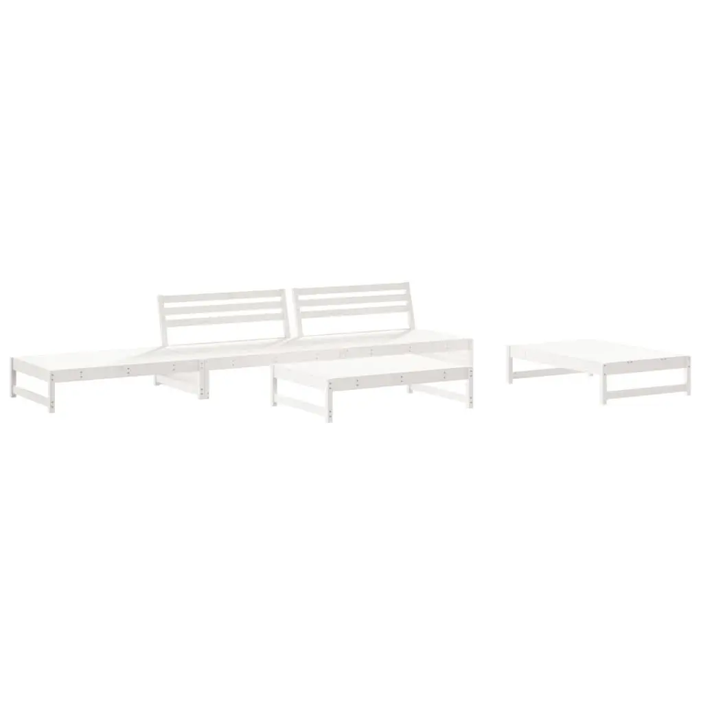 Garden Lounge Set 6 Piece Outdoor Furniture with Cushions White Solid Wood Patio