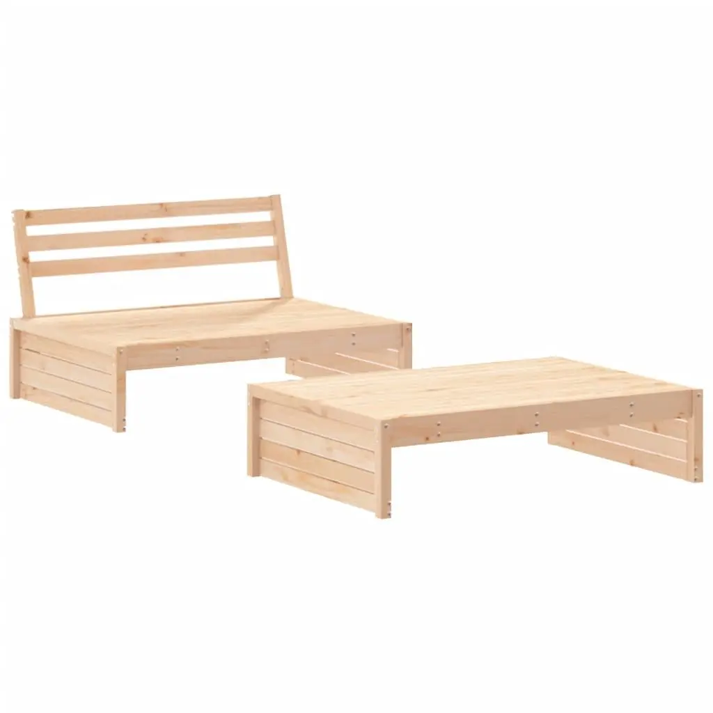 Solid Wood Garden Lounge Set with Cushions Brown Outdoor 2 Piece