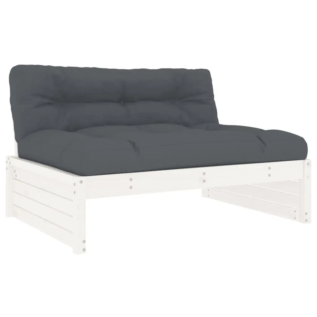 Garden Lounge Set 2 Piece with Cushions White Solid Wood Patio Outdoor Furniture