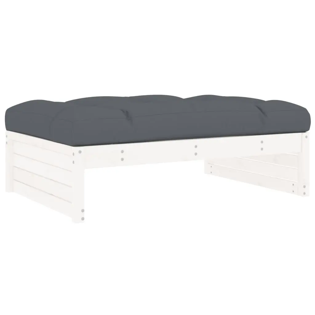 Garden Lounge Set 2 Piece with Cushions White Solid Wood Patio Outdoor Furniture