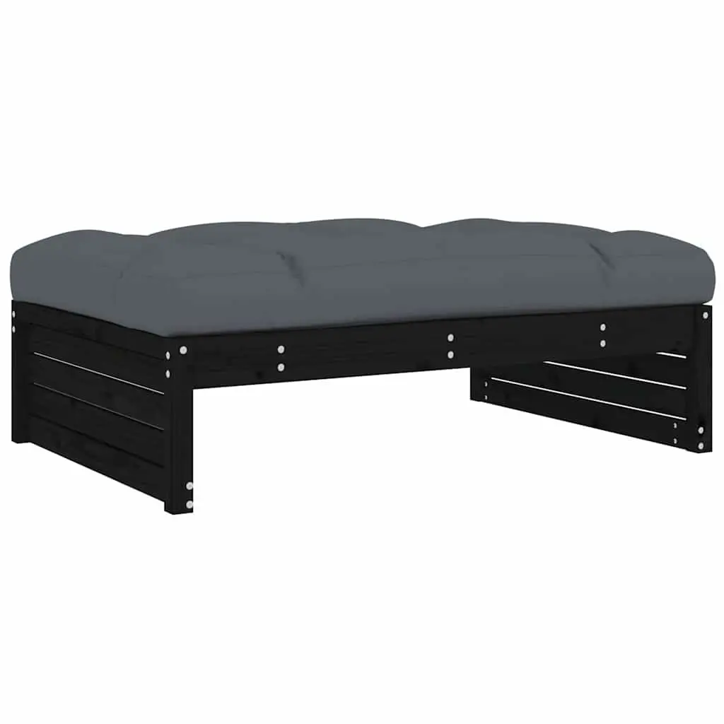 Garden Lounge Set 2 Piece with Cushions Black Wood Outdoor Patio Furniture
