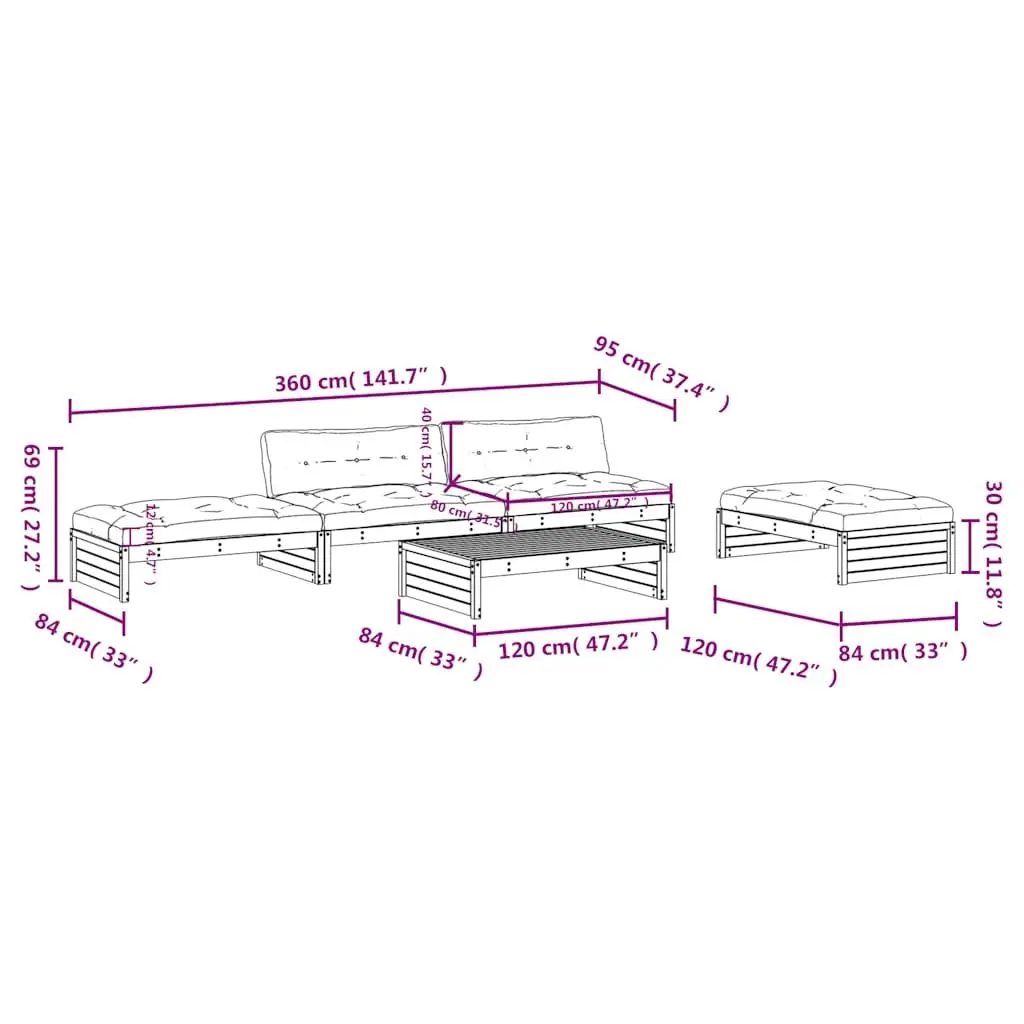 5-Piece Lounge Set for Outdoor Living