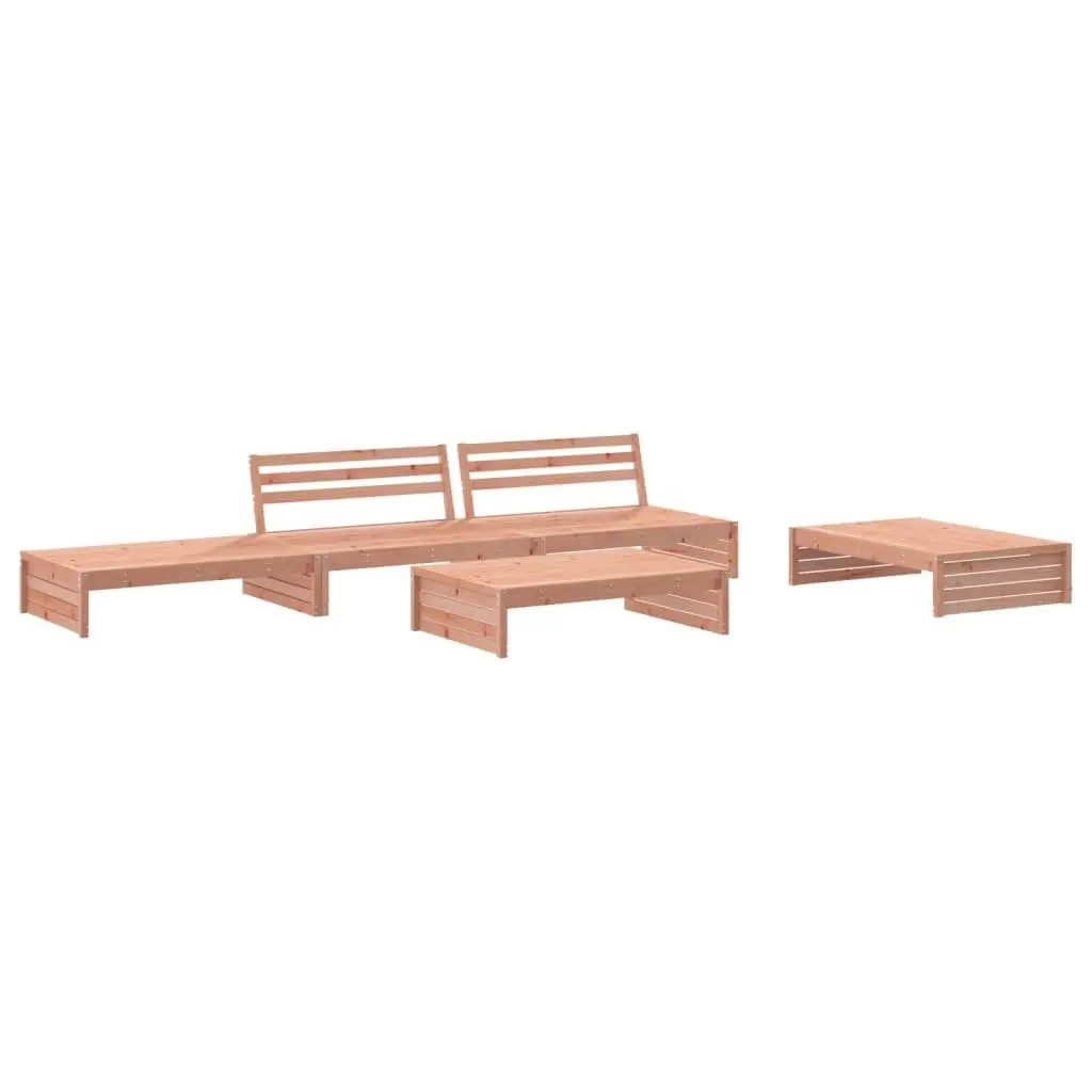 5 Piece Outdoor Lounge Set Garden Furniture Brown Solid Douglas Wood Cushions