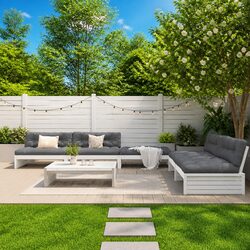 Friendly 6 Piece Garden Lounge Set in White with Cushions