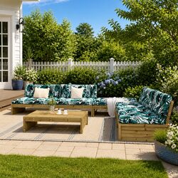 Garden Lounge Set 6 Piece Outdoor Furniture with Cushions Wooden Patio Sofa