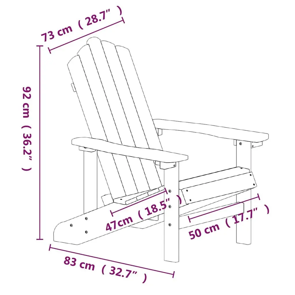 Adirondack Chair Outdoor Garden Patio Furniture Weather-resistant HDPE Wide Arms High Backrest Blue