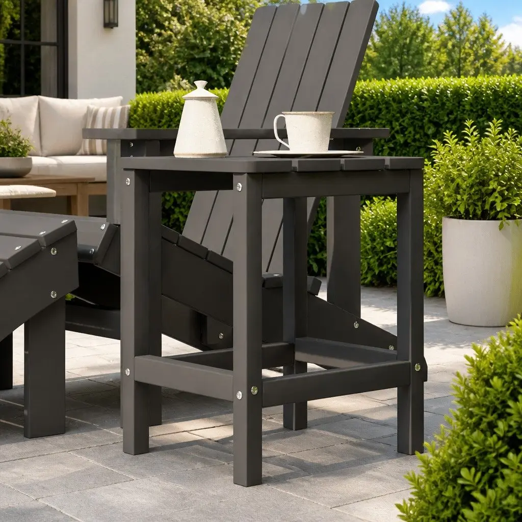Adirondack Side Table Weather Resistant Anthracite 38W x 38D x 46H cm
