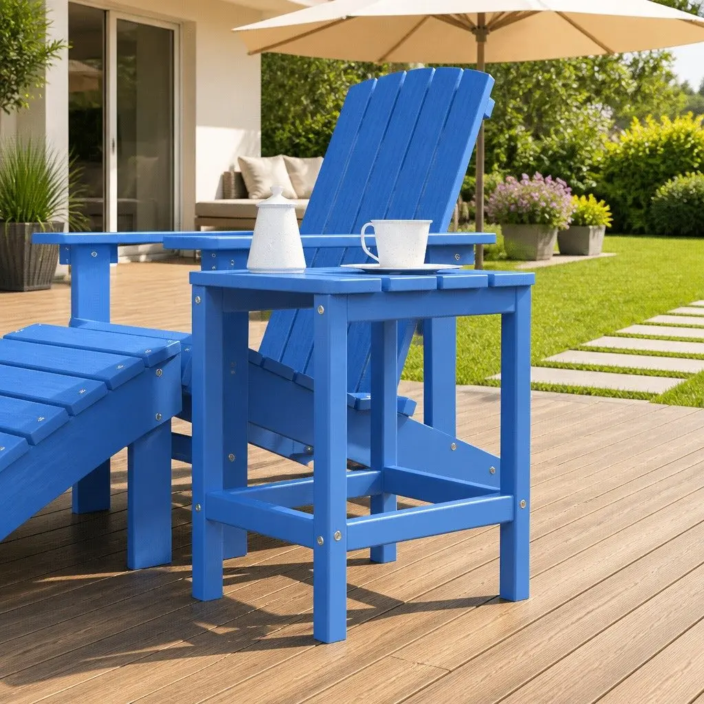 Adirondack Side Table Weather Resistant Blue Outdoor Patio Furniture Small