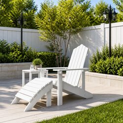 Versatile White Adirondack Chair with Footstool