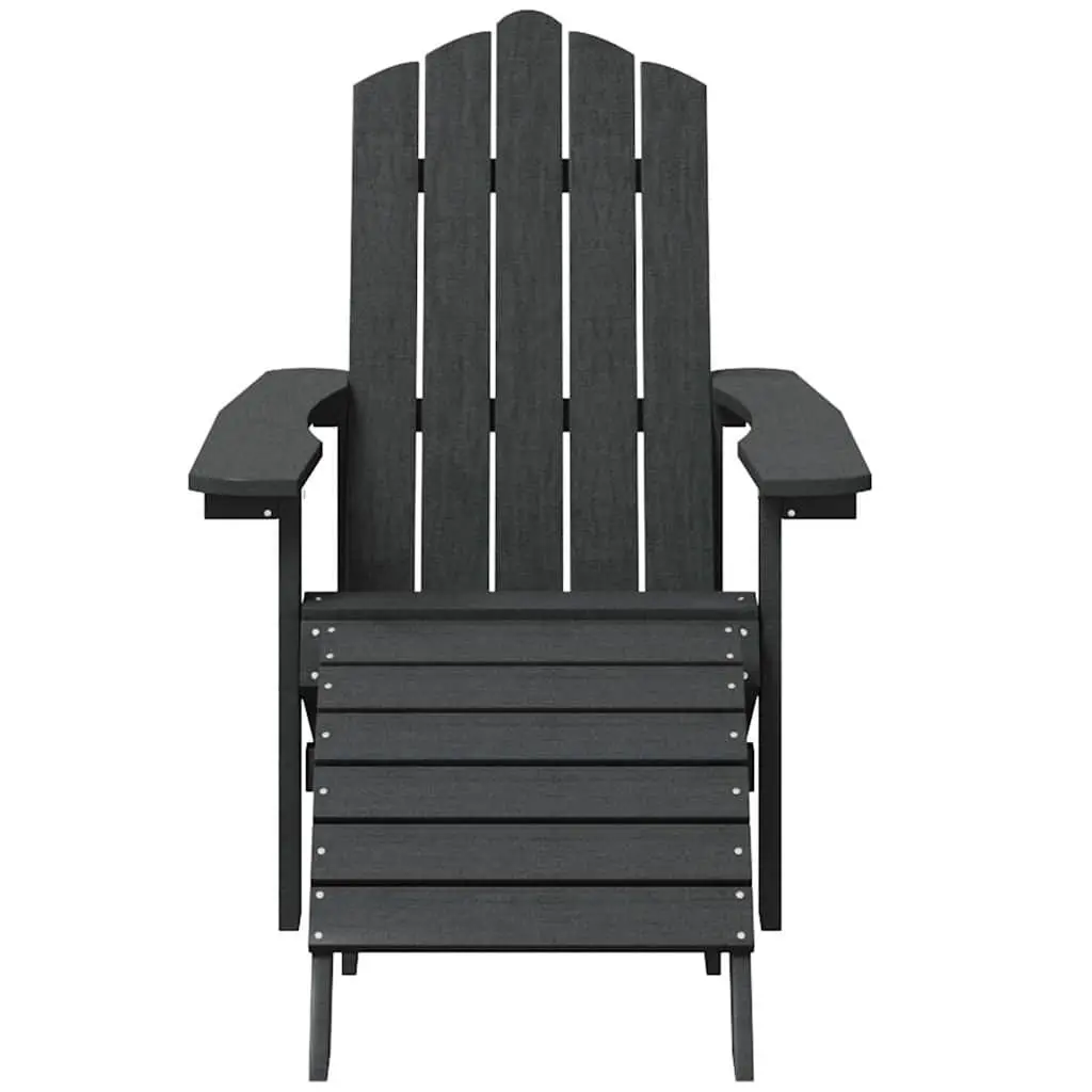 Adirondack Chair with Detachable Footstool Weather-resistant HDPE Anthracite